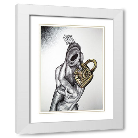 The Kiss White Modern Wood Framed Art Print with Double Matting by Heine, Ben
