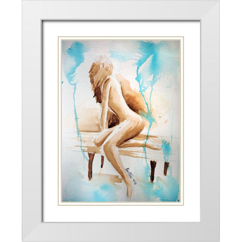 Watercolor Study - woman White Modern Wood Framed Art Print with Double Matting by Heine, Ben
