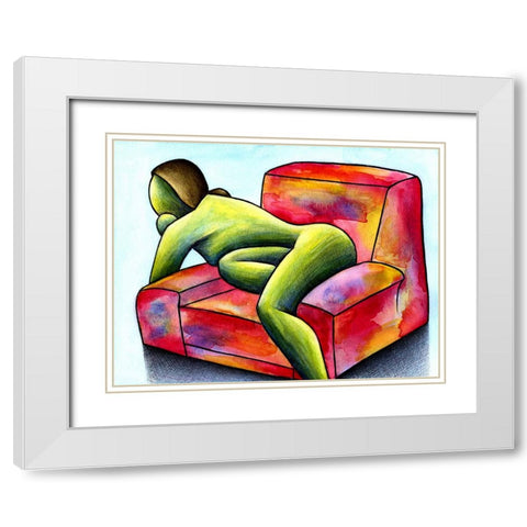 Woman Fish White Modern Wood Framed Art Print with Double Matting by Heine, Ben