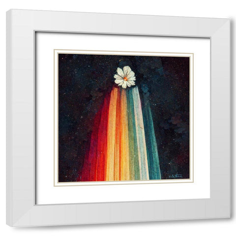 Astro Cruise 4 - Sending You a Flower From Space White Modern Wood Framed Art Print with Double Matting by Heine, Ben