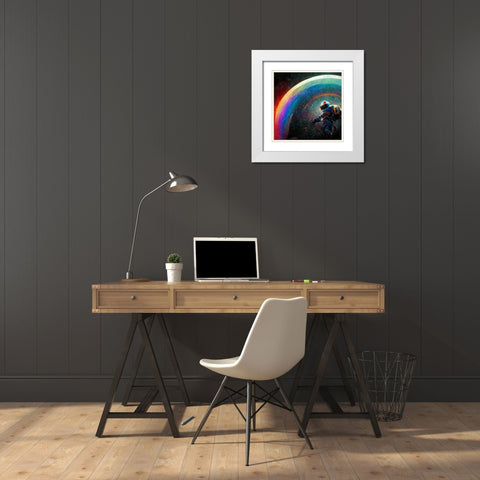 Astro Cruise 5 - I Will Be Waiting For You On The Other Side White Modern Wood Framed Art Print with Double Matting by Heine, Ben