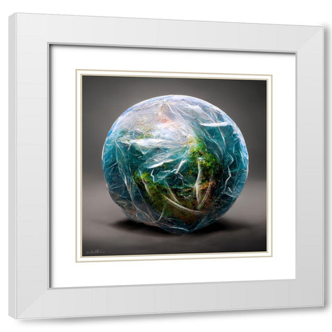 Astro Cruise 15 - Earth Wrapped in a Plastic Bag White Modern Wood Framed Art Print with Double Matting by Heine, Ben