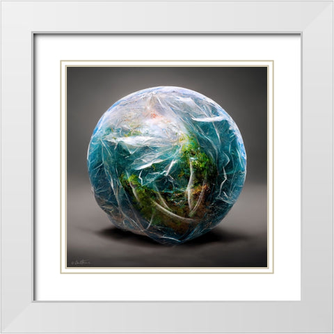 Astro Cruise 15 - Earth Wrapped in a Plastic Bag White Modern Wood Framed Art Print with Double Matting by Heine, Ben