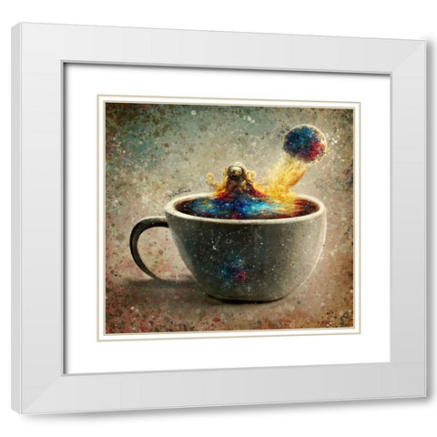 Astro Cruise 19 - A Cup of Coffee White Modern Wood Framed Art Print with Double Matting by Heine, Ben