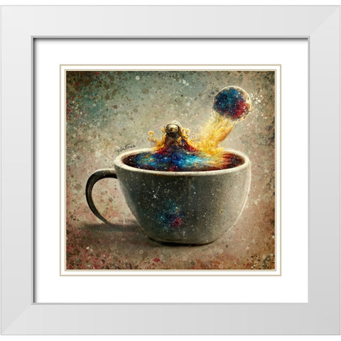 Astro Cruise 19 - A Cup of Coffee White Modern Wood Framed Art Print with Double Matting by Heine, Ben