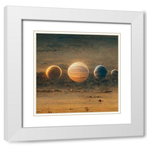Astro Cruise 23 - Planets White Modern Wood Framed Art Print with Double Matting by Heine, Ben