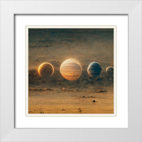 Astro Cruise 23 - Planets White Modern Wood Framed Art Print with Double Matting by Heine, Ben