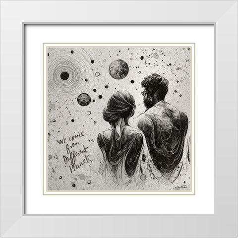 Astro Cruise 25 - We Come From Different Planets White Modern Wood Framed Art Print with Double Matting by Heine, Ben