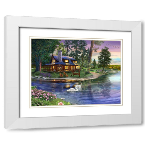 Stillness White Modern Wood Framed Art Print with Double Matting by Bigelow Illustrations- Exclusive