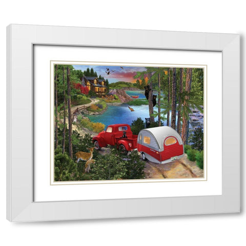 Bear Right White Modern Wood Framed Art Print with Double Matting by Bigelow Illustrations- Exclusive
