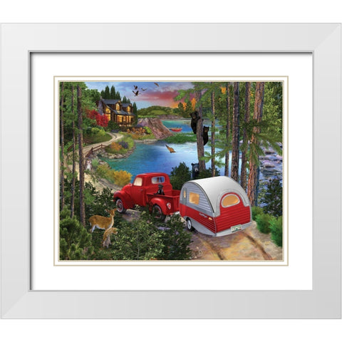 Bear Right White Modern Wood Framed Art Print with Double Matting by Bigelow Illustrations- Exclusive