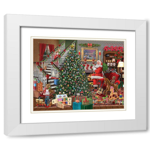 Christmas Joy White Modern Wood Framed Art Print with Double Matting by Bigelow Illustrations- Exclusive