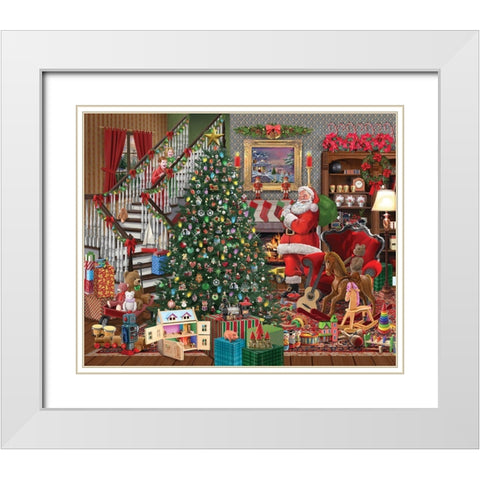 Christmas Joy White Modern Wood Framed Art Print with Double Matting by Bigelow Illustrations- Exclusive