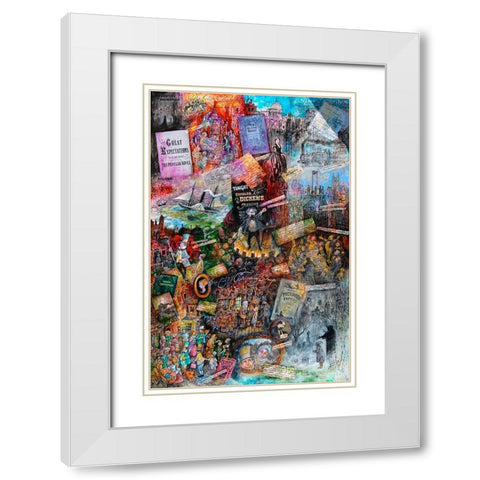 Dickens White Modern Wood Framed Art Print with Double Matting by Bell, Bill