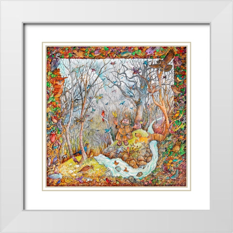 Francis and Friends White Modern Wood Framed Art Print with Double Matting by Bell, Bill