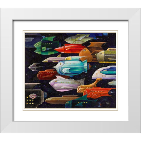 Rocket Fish White Modern Wood Framed Art Print with Double Matting by Bell, Bill