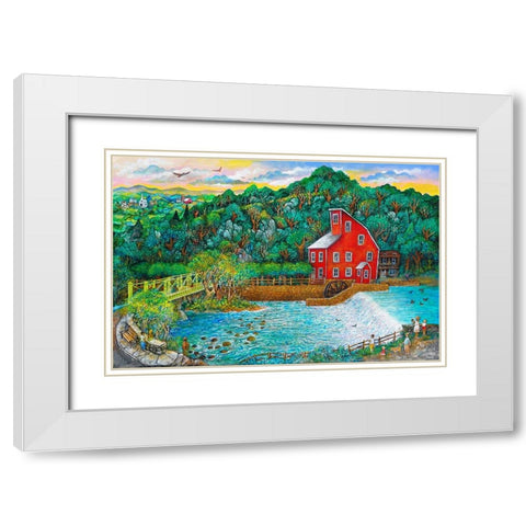 Clinton Falls White Modern Wood Framed Art Print with Double Matting by Bell, Bill