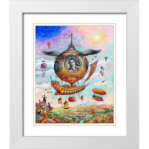 Voyage of the Minerva White Modern Wood Framed Art Print with Double Matting by Bell, Bill
