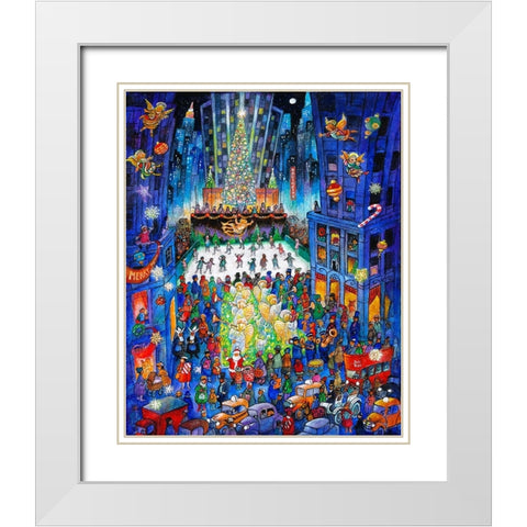 Skating At Rockefeller  White Modern Wood Framed Art Print with Double Matting by Bell, Bill