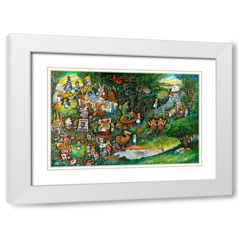 Alice in Wonderland White Modern Wood Framed Art Print with Double Matting by Bell, Bill