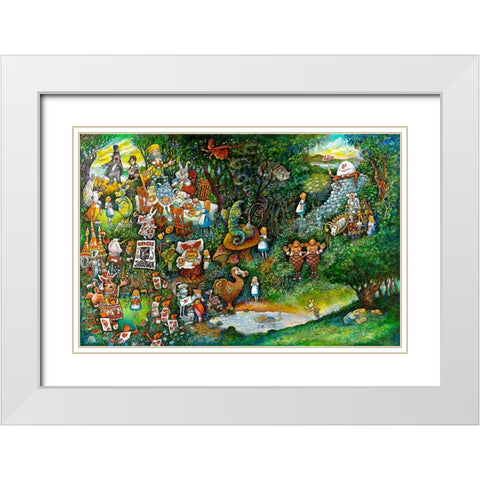 Alice in Wonderland White Modern Wood Framed Art Print with Double Matting by Bell, Bill