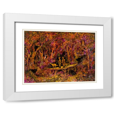 Bear Hunters White Modern Wood Framed Art Print with Double Matting by Bell, Bill