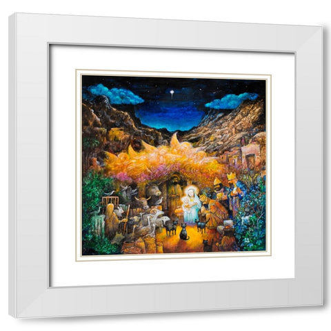 Nativity White Modern Wood Framed Art Print with Double Matting by Bell, Bill