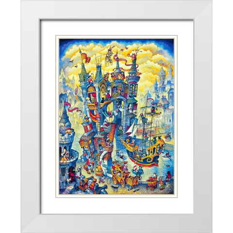 Cats Royale White Modern Wood Framed Art Print with Double Matting by Bell, Bill