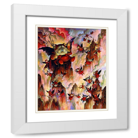 Devil Dogs White Modern Wood Framed Art Print with Double Matting by Bell, Bill