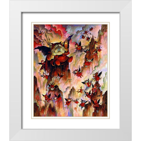 Devil Dogs White Modern Wood Framed Art Print with Double Matting by Bell, Bill