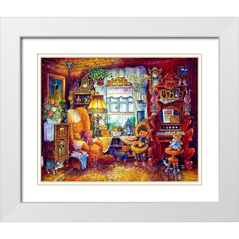 Teddy Bears White Modern Wood Framed Art Print with Double Matting by Bell, Bill