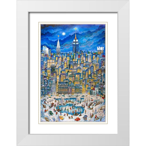 Manhattan White Modern Wood Framed Art Print with Double Matting by Bell, Bill