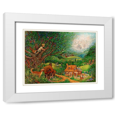 Far Away White Modern Wood Framed Art Print with Double Matting by Bell, Bill