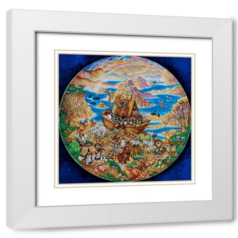Rainbow Ark Circle White Modern Wood Framed Art Print with Double Matting by Bell, Bill