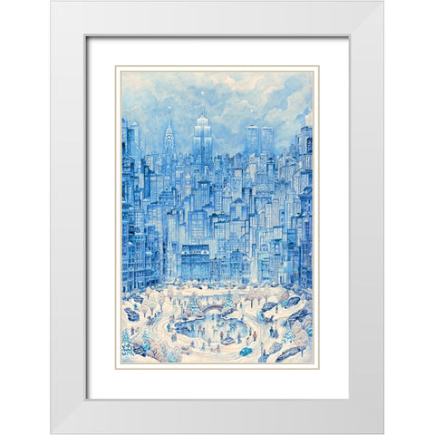 NY City Winter White Modern Wood Framed Art Print with Double Matting by Bell, Bill