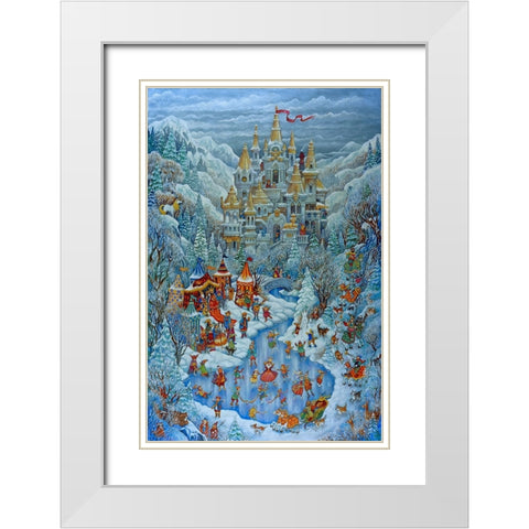 Camelot Castle White Modern Wood Framed Art Print with Double Matting by Bell, Bill