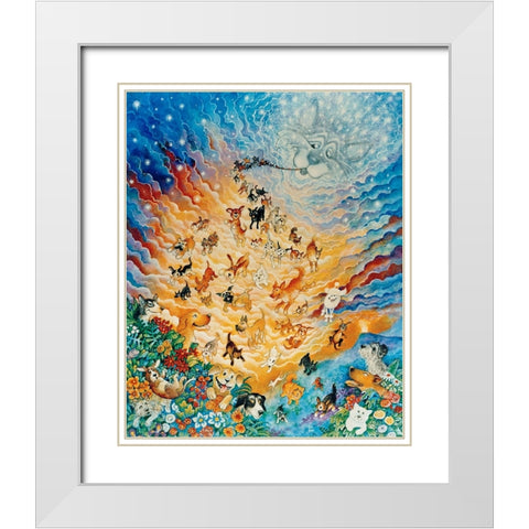 Creation of Dogs White Modern Wood Framed Art Print with Double Matting by Bell, Bill