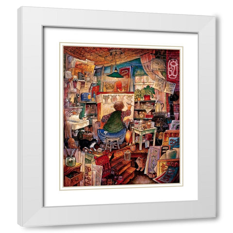 Sign Man White Modern Wood Framed Art Print with Double Matting by Bell, Bill