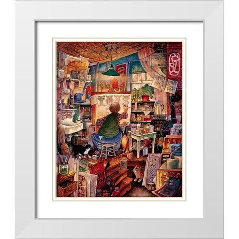 Sign Man White Modern Wood Framed Art Print with Double Matting by Bell, Bill