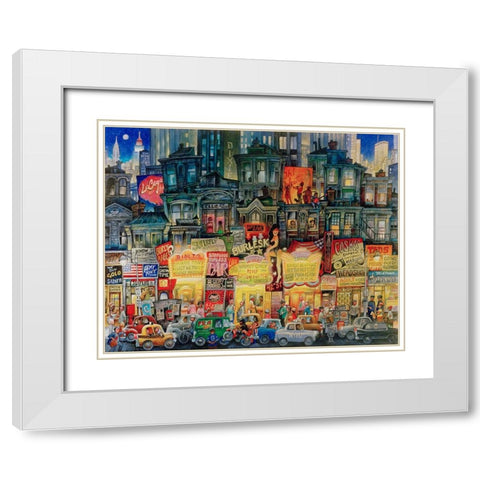 42 Street White Modern Wood Framed Art Print with Double Matting by Bell, Bill