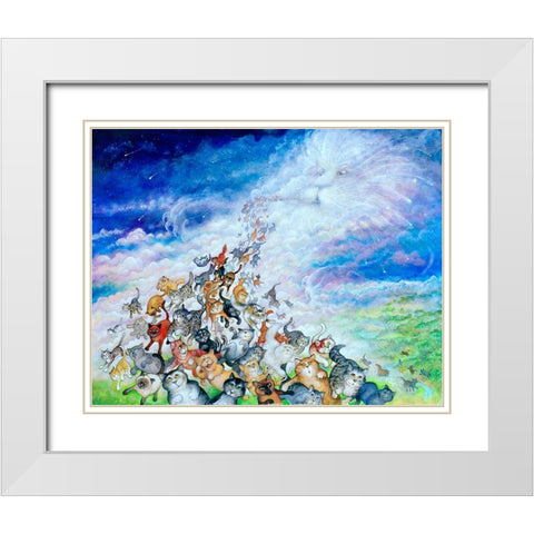 God Created Cats White Modern Wood Framed Art Print with Double Matting by Bell, Bill