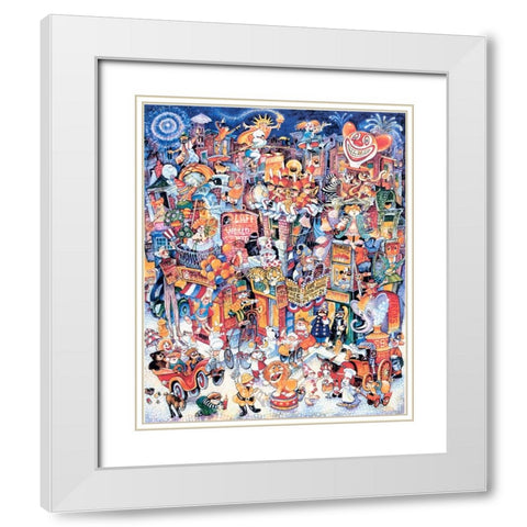 Clown Town White Modern Wood Framed Art Print with Double Matting by Bell, Bill