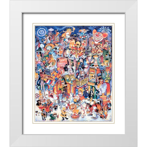 Clown Town White Modern Wood Framed Art Print with Double Matting by Bell, Bill