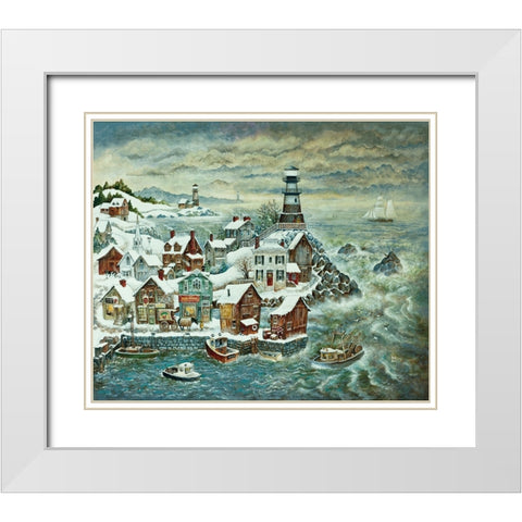 Northern Lights White Modern Wood Framed Art Print with Double Matting by Bell, Bill