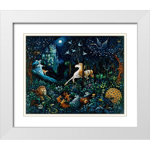 The Unicorn White Modern Wood Framed Art Print with Double Matting by Bell, Bill