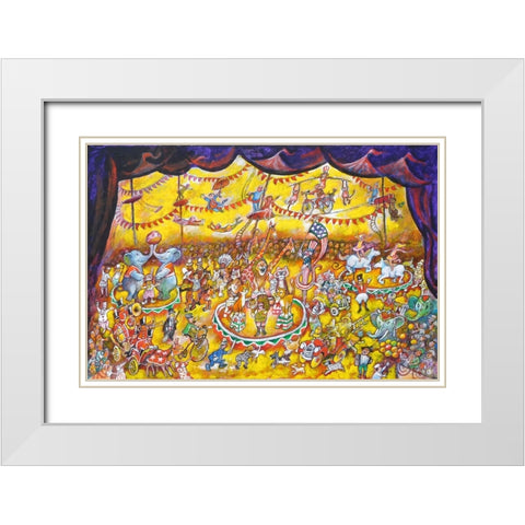 Circus  3 Ring Memories White Modern Wood Framed Art Print with Double Matting by Bell, Bill