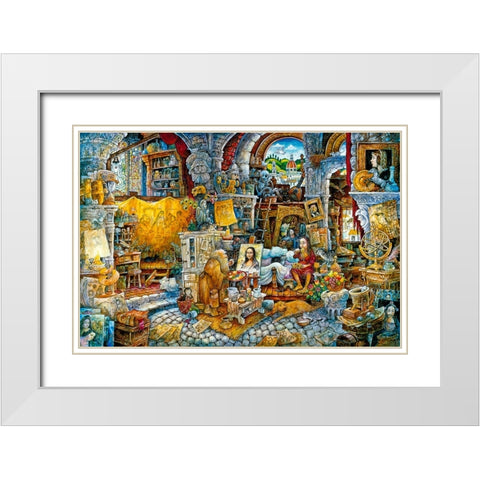 Mona 2 Spaghetti White Modern Wood Framed Art Print with Double Matting by Bell, Bill