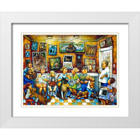Visit To The Vet White Modern Wood Framed Art Print with Double Matting by Bell, Bill