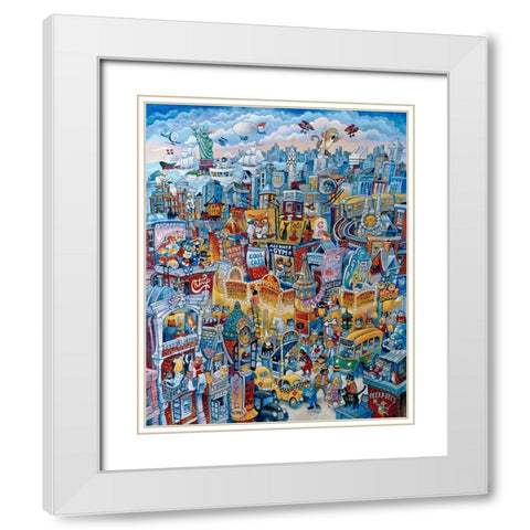 Cat City Blues White Modern Wood Framed Art Print with Double Matting by Bell, Bill