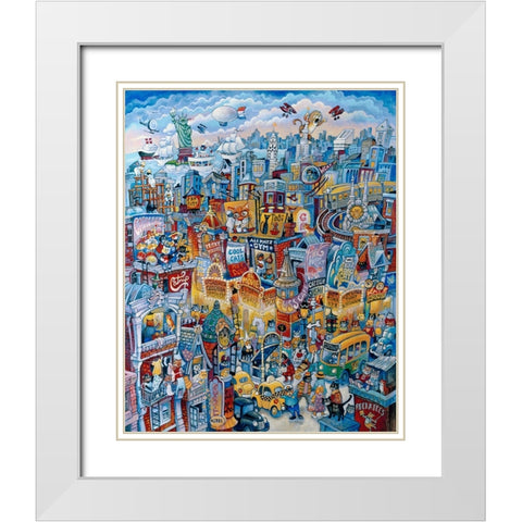 Cat City Blues White Modern Wood Framed Art Print with Double Matting by Bell, Bill